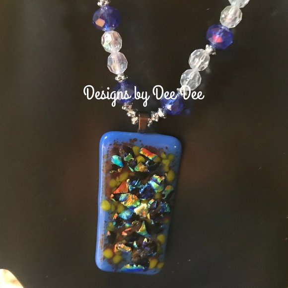 Designs by Dee Dee Jewelry - Egyptian Blue Diachroic Glass Pendant